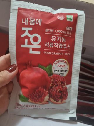 농업회사법인조은 유기농 석류 NFC 착즙주스 70ml 30포 — 5점을 준 리뷰어가 2021년 10월 올린 사용 사진