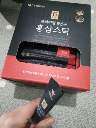 [푸름웰니스] 프리미엄 6년근 홍삼스틱 3mg x 100포 — 5점을 준 리뷰어가 2022년 3월 올린 사용 사진