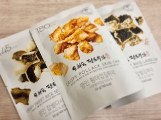 오희숙 전통부각 명인 찹쌀김부각, 찹쌀다시마부각, 황태껍질튀각 총 6봉 — 5점을 준 리뷰어가 2021년 6월 올린 사용 사진