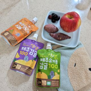 탐라원 건강 어린이 주스, 생생한 주스 3종 - 유기 감귤 주스, 당근과 사과 주스, 감귤 주스 — 5점을 준 리뷰어가 2021년 10월 올린 사용 사진