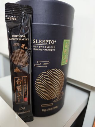 프리마인 자체 기업부설 연구소에서 찾아낸 건강한 수면의 비밀.  슬립토 플러스 30포 — 3점을 준 리뷰어가 2022년 6월 올린 사용 사진