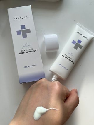 바노바기 코스메틱 바노바기 밀크씨슬 리페어 시카 선스크린 플러스 50ml — 4점을 준 리뷰어가 2023년 1월 올린 사용 사진