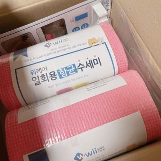 위케어 일회용 향균 수세미 50매 2롤 세트 총 100매 Pink — 5점을 준 리뷰어가 2021년 2월 올린 사용 사진