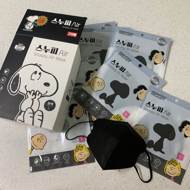 스누피 에어 새부리형 국내산 MB필터 컬러마스크 대형 중형 어린이용 20매 리뷰 사진