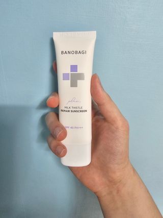 바노바기 코스메틱 바노바기 밀크씨슬 리페어 시카 선스크린 플러스 50ml — 5점을 준 리뷰어가 2023년 3월 올린 사용 사진