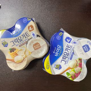 매일바이오 그릭요거트 오리지널 플레인 4개, 로스터리 커피믹스 4개 — 4.5점을 준 리뷰어가 2021년 12월 올린 사용 사진