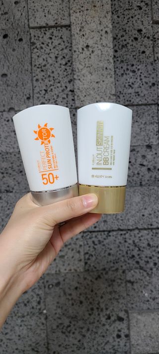 약손명가코스메틱 에오스보떼 퍼펙트 선 프로텍터 선크림 / 인_아웃 스킨 핏 비비크림 세트 구성 — 5점을 준 리뷰어가 2021년 7월 올린 사용 사진
