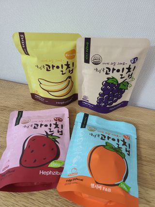 아비삭 과일칩 딸기, 감, 포도, 바나나 4종 — 5점을 준 리뷰어가 2021년 8월 올린 사용 사진