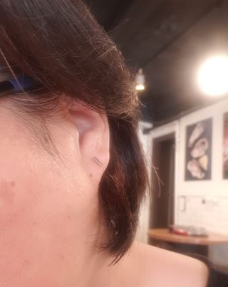 [골드앤디어]14k 미니 스틱 바 귀걸이_3color — 4점을 준 리뷰어가 2021년 6월 올린 사용 사진