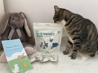 [펫시밀] 원물그대로 영양듬뿍 진공동결건조 치킨텐더100g, 열빙어트릿100g 강아지 고양이 간식 — 5점을 준 리뷰어가 2023년 5월 올린 사용 사진