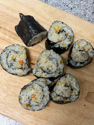 해풀잎 누구나 김밥*1ea [(혼합야채 35g *1ea,  김밥김 (5g, 5ea),  양념간장 (6g, 5ea), 참기름(5g, 2ea)] — 4점을 준 리뷰어가 2022년 7월 올린 사용 사진