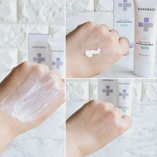 바노바기 코스메틱 바노바기 밀크씨슬 리페어 시카 폼 클렌저 플러스 120ml + 선스크린 플러스 50ml — 4.5점을 준 리뷰어가 2023년 8월 올린 사용 사진