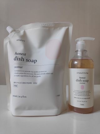 심플리오리빙 어니스트 주방세제 본품 500ml + 리필 900ml (코코넛향) — 5점을 준 리뷰어가 2022년 6월 올린 사용 사진