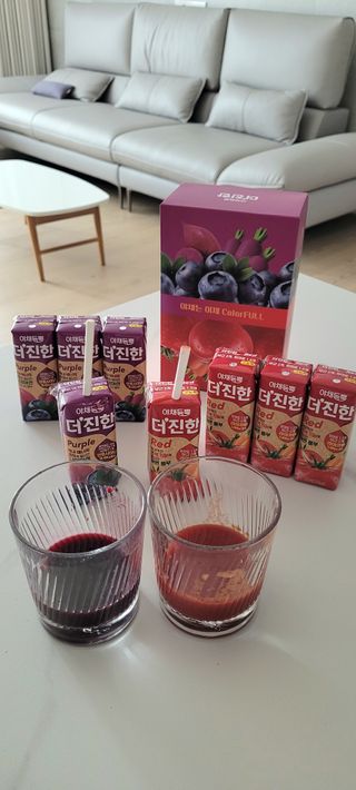 [롯데칠성] 야채듬뿍 더'진한 [롯데칠성] 야채는 이제 COLORFULL! 야채듬뿍  더 진한 레드 4개 +퍼플 4개 (총 8개) — 5점을 준 리뷰어가 2023년 6월 올린 사용 사진