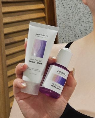 바노바기 코스메틱 바노바기 밀크 씨슬 리페어 세럼 30ml & 크림 50ml — 5점을 준 리뷰어가 2024년 5월 올린 사용 사진