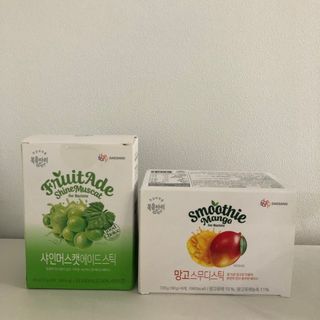[복음자리] 바리스타 패키지 2종 랜덤발송 (딸기스무디 스틱+샤인머스캣에이드 or 망고스무디+자몽에이드) — 5점을 준 리뷰어가 2022년 7월 올린 사용 사진