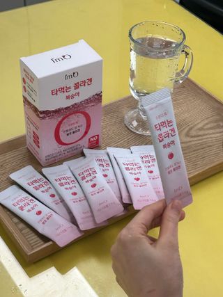 [음료수 대신 가능!]  빠르게 흡수되는 아임오 타먹는 콜라겐 1박스 — 5점을 준 리뷰어가 2023년 3월 올린 사용 사진