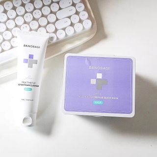 바노바기 코스메틱 바노바기 밀크씨슬 리페어 시카 폼 클렌저 플러스 120ml + 퀵 마스크 플러스 30매 — 5점을 준 리뷰어가 2023년 8월 올린 사용 사진