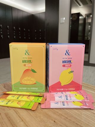 비타앤C 레몬맛, 망고맛 — 5점을 준 리뷰어가 2021년 6월 올린 사용 사진