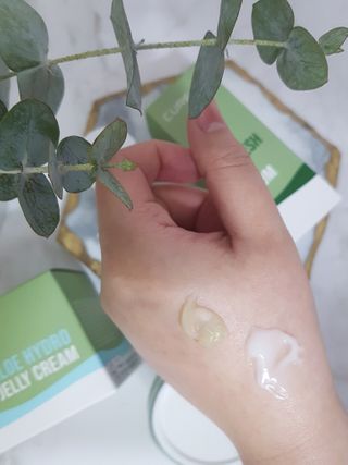 김정문알로에 큐어 큐어 알로에 리프레쉬 젤리 세럼, 큐어 알로에 하이드로 젤리 크림 — 5점을 준 리뷰어가 2021년 2월 올린 사용 사진