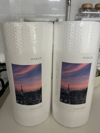 부직포나라 중금속유해물질ZERO 뜯어쓰는 주방 일회용수세미 60매 2매 — 5점을 준 리뷰어가 2022년 9월 올린 사용 사진