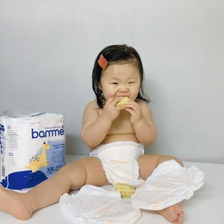 오브맘 밤 프리미엄 아기 기저귀 팬티형 밴드형 — 5점을 준 리뷰어가 2021년 1월 올린 사용 사진