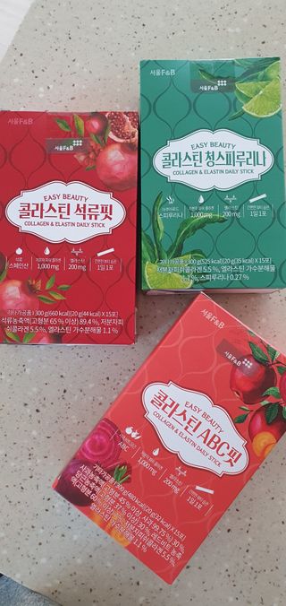 서울에프엔비 콜라스틴 3종 뷰티젤리스틱 45입 [ABC핏 15입 /  석류핏 15입 / 청스피루리나 15입] — 5점을 준 리뷰어가 2021년 7월 올린 사용 사진