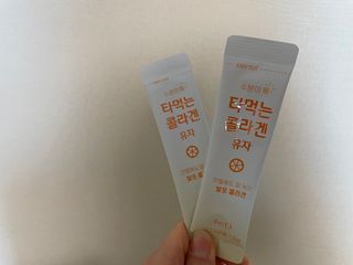 [음료수 대신 가능!]  빠르게 흡수되는 아임오 타먹는 콜라겐 1박스 — 5점을 준 리뷰어가 2023년 4월 올린 사용 사진