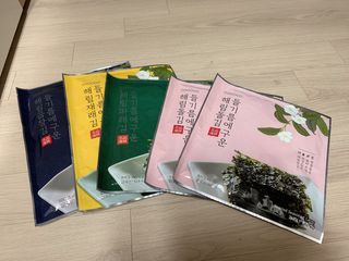 [해림맛김] 들기름에 구운 바삭바삭 김 4종 세트 + 1종 랜덤발송 총5개입 — 5점을 준 리뷰어가 2021년 2월 올린 사용 사진