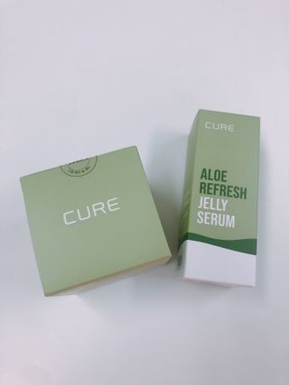 김정문알로에 큐어 큐어 알로에 리프레쉬 젤리 세럼, 큐어 알로에 하이드로 젤리 크림 — 5점을 준 리뷰어가 2021년 3월 올린 사용 사진