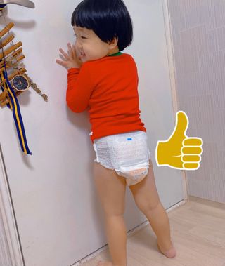 오브맘 밤 프리미엄 아기 기저귀 팬티형 밴드형 — 4점을 준 리뷰어가 2020년 12월 올린 사용 사진