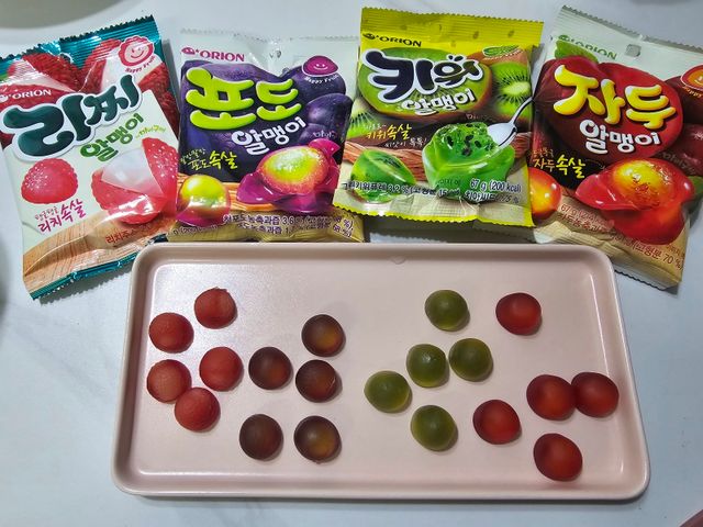 알맹이 4종(포도,자두,리찌,키위) 리뷰 사진