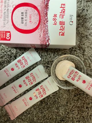 [음료수 대신 가능!]  빠르게 흡수되는 아임오 타먹는 콜라겐 1박스 — 5점을 준 리뷰어가 2023년 3월 올린 사용 사진