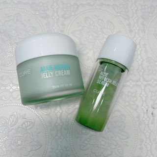 김정문알로에 큐어 큐어 알로에 리프레쉬 젤리 세럼, 큐어 알로에 하이드로 젤리 크림 — 5점을 준 리뷰어가 2021년 4월 올린 사용 사진