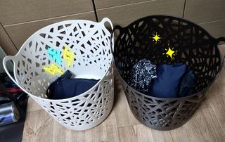 올맘 빨래바구니 2P 아이보리/브라운/스카이블루 — 5점을 준 리뷰어가 2021년 8월 올린 사용 사진
