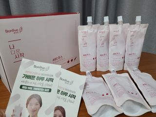 12월 15일 출시, 건강기능식품 브랜드 본리브 나 다운 시작 제품 3종 — 5점을 준 리뷰어가 2021년 2월 올린 사용 사진