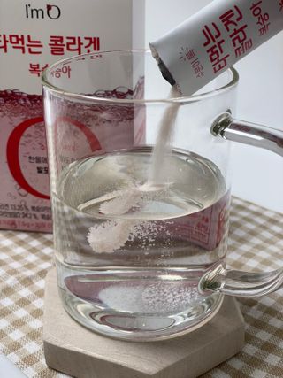 [음료수 대신 가능!]  빠르게 흡수되는 아임오 타먹는 콜라겐 1박스 — 4점을 준 리뷰어가 2023년 3월 올린 사용 사진