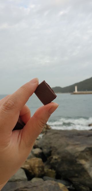 당류2g 자일리톨로 단맛을낸 슈카 퓨어비건 무설탕초콜릿 Xucker vegan 2개입 — 5점을 준 리뷰어가 2021년 4월 올린 사용 사진