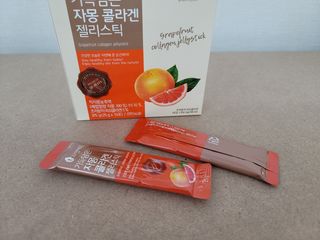 자연에온 핑크 자몽 착즙 100mL 10개입 1BOX +가 득담은 자몽 콜라겐 젤리스틱 1BOX — 3.5점을 준 리뷰어가 2021년 6월 올린 사용 사진