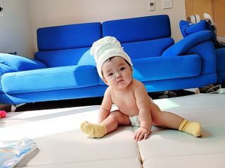 마더케이 처음 화이트라벨 팬티기저귀 — 3점을 준 리뷰어가 2021년 10월 올린 사용 사진