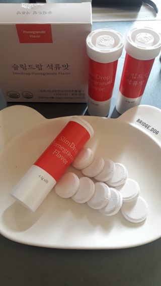 [슬림드랍 석류맛] 건기식 다이어트 보조제 겸 비타민 — 4점을 준 리뷰어가 2021년 12월 올린 사용 사진