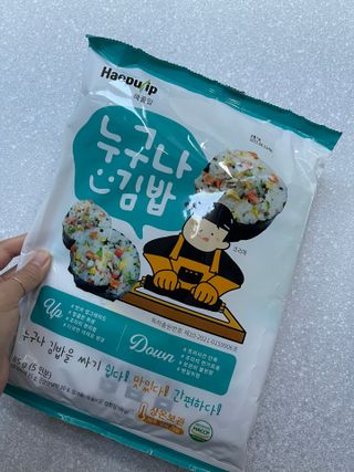 해풀잎 누구나 김밥*1ea [(혼합야채 35g *1ea,  김밥김 (5g, 5ea),  양념간장 (6g, 5ea), 참기름(5g, 2ea)] — 4.5점을 준 리뷰어가 2022년 9월 올린 사용 사진