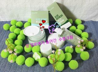 김정문알로에 큐어 큐어 알로에 리프레쉬 젤리 세럼, 큐어 알로에 하이드로 젤리 크림 — 5점을 준 리뷰어가 2021년 2월 올린 사용 사진