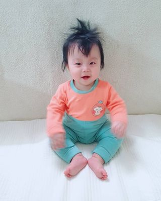 유비맘 캔디팡팡 내의/내복 상하 세트 — 5점을 준 리뷰어가 2021년 3월 올린 사용 사진