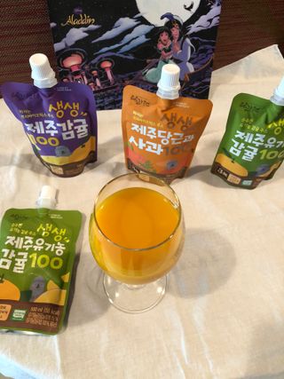 탐라원 건강 어린이 주스, 생생한 주스 3종 - 유기 감귤 주스, 당근과 사과 주스, 감귤 주스 — 5점을 준 리뷰어가 2021년 10월 올린 사용 사진