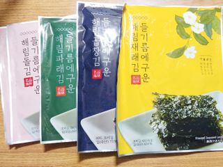 [해림맛김] 들기름에 구운 바삭바삭 김 4종 세트 + 1종 랜덤발송 총5개입 — 5점을 준 리뷰어가 2021년 2월 올린 사용 사진