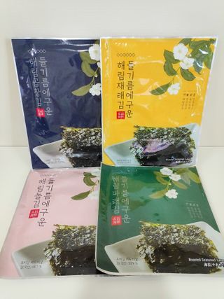 [해림맛김] 들기름에 구운 바삭바삭 김 4종 세트 + 1종 랜덤발송 총5개입 — 5점을 준 리뷰어가 2021년 2월 올린 사용 사진