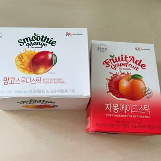 [복음자리] 바리스타 패키지 2종 랜덤발송 (딸기스무디 스틱+샤인머스캣에이드 or 망고스무디+자몽에이드) — 5점을 준 리뷰어가 2022년 7월 올린 사용 사진