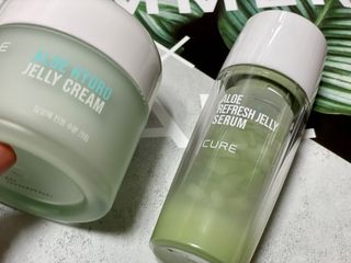 김정문알로에 큐어 큐어 알로에 리프레쉬 젤리 세럼, 큐어 알로에 하이드로 젤리 크림 — 5점을 준 리뷰어가 2021년 2월 올린 사용 사진