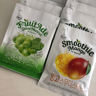 [복음자리] 바리스타 패키지 2종 랜덤발송 (딸기스무디 스틱+샤인머스캣에이드 or 망고스무디+자몽에이드) — 5점을 준 리뷰어가 2022년 7월 올린 사용 사진